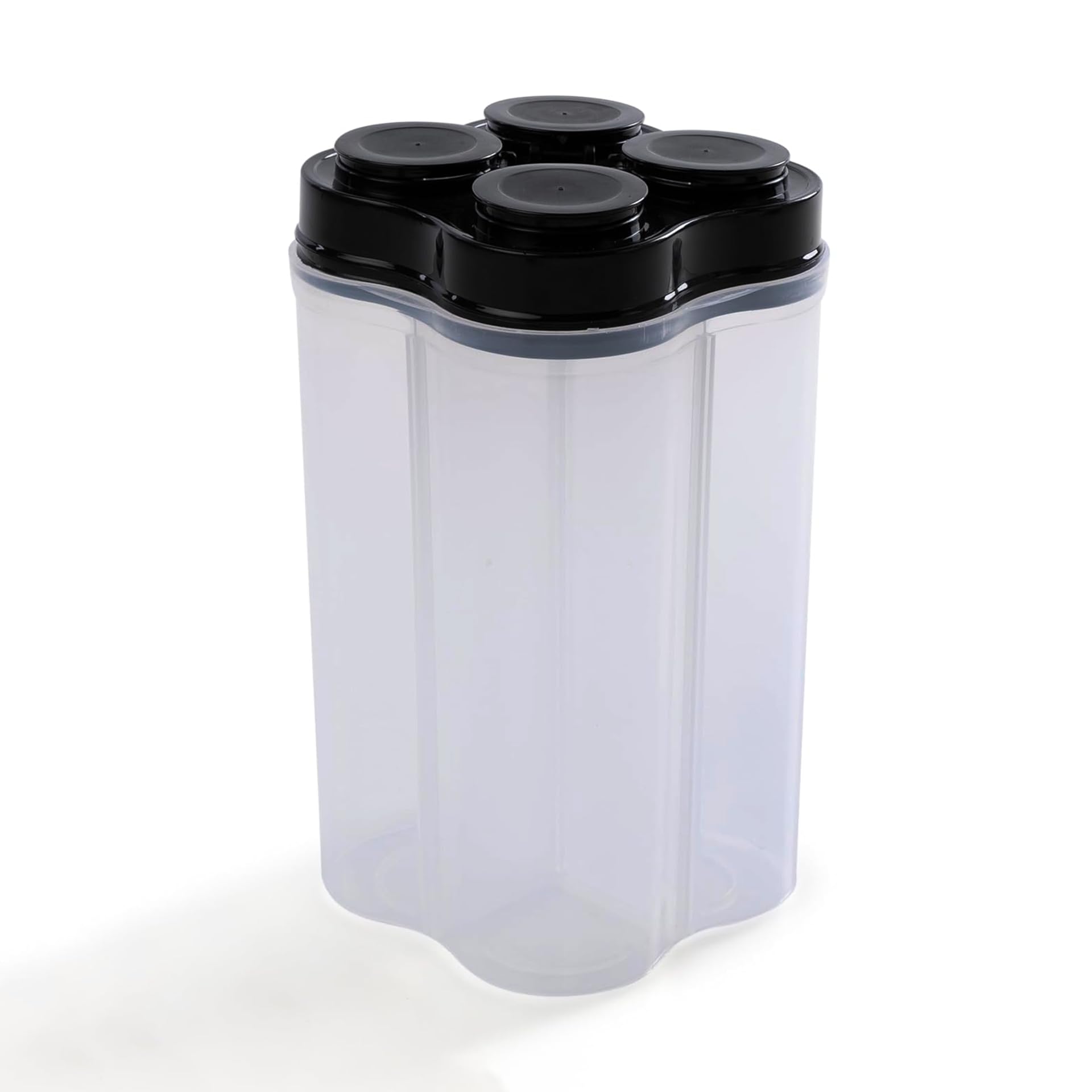 4-in-1 Airtight Kitchen Storage Container Set of 3 | Multipurpose Plastic Masala & Spice Box with Flip Lids | Transparent Food Organizer Jars for Pulses, Grains, Cereals, Snacks, Tea & Sugar