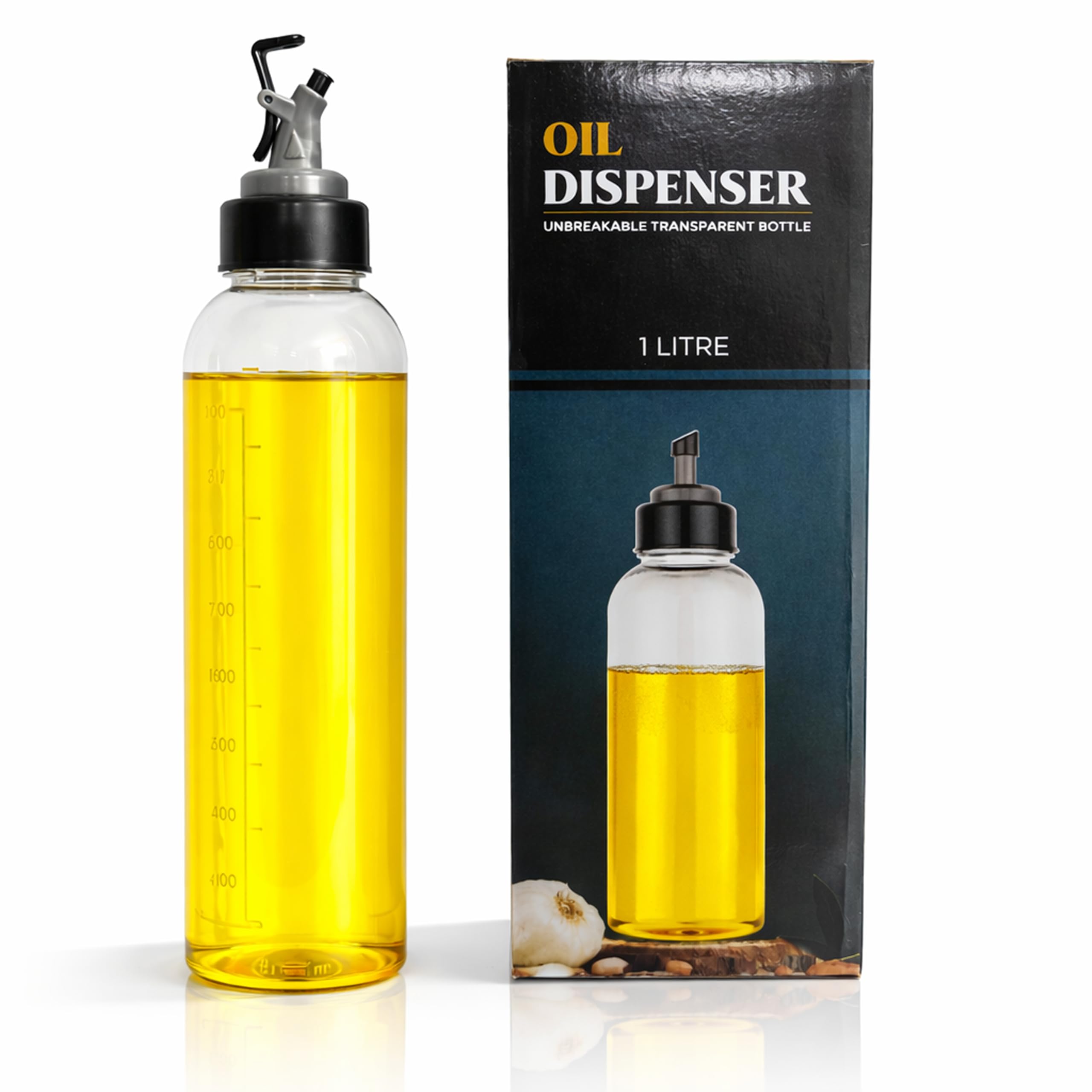1 Litre Oil Dispenser Bottle for Kitchen | Leak Proof Oil Pourer Bottle with Spout | Transparent Cooking Oil Container for Olive Oil, Vinegar & Sauce Storage