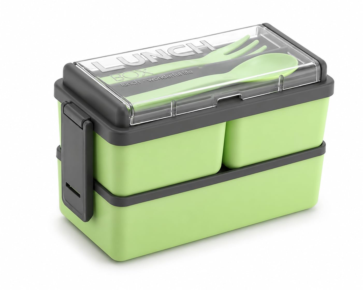 3 Compartment Lunch Box for Office & School | 1400ml Leakproof Bento Lunch Box with Spoon & Fork | BPA Free Plastic Tiffin Box for Kids & Adults | Multicolor