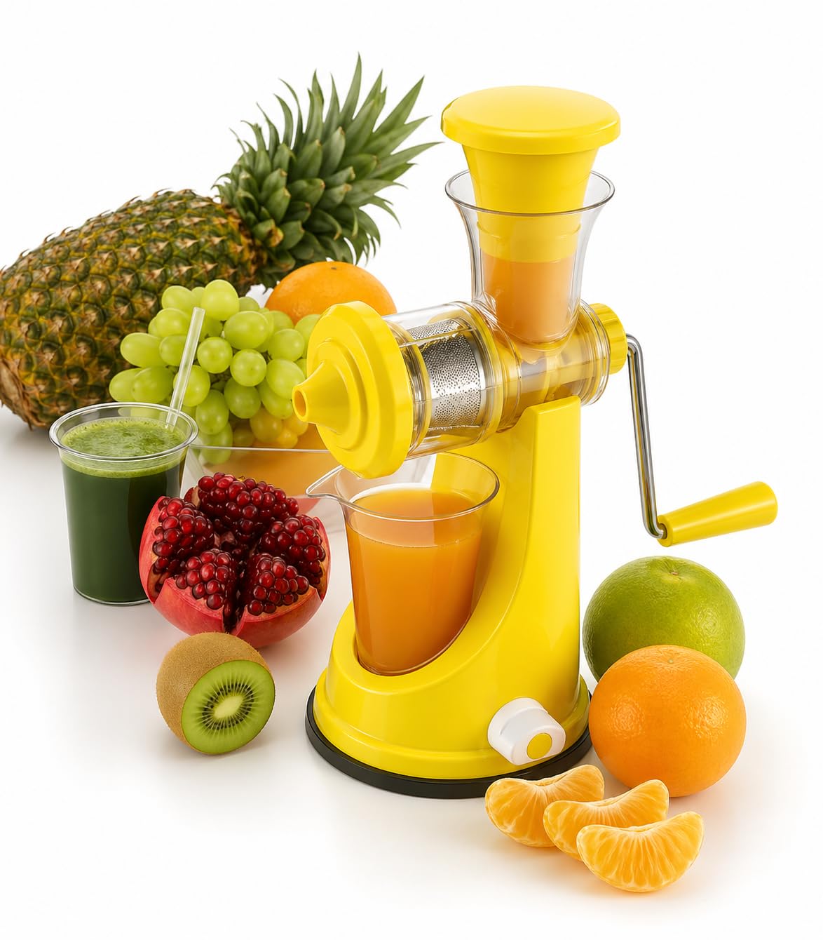Manual Cold Press Juicer | Hand Juicer Machine with Steel Filter | Slow Juicer for Fruits & Vegetables | Hand Operated Juice Extractor for Orange, Pomegranate, Pineapple, Grapes | BPA Free