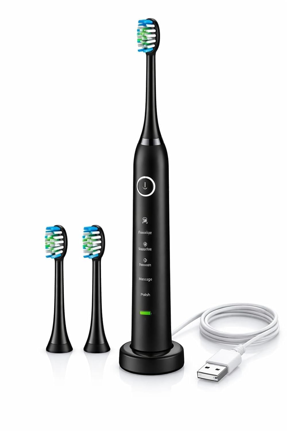 Sonic Electric Toothbrush for Adults, Multicolor | USB Rechargeable, 2 Replacement Brush Heads, 5 Brushing Modes, Deep Cleaning, Plaque Removal & Gum Care
